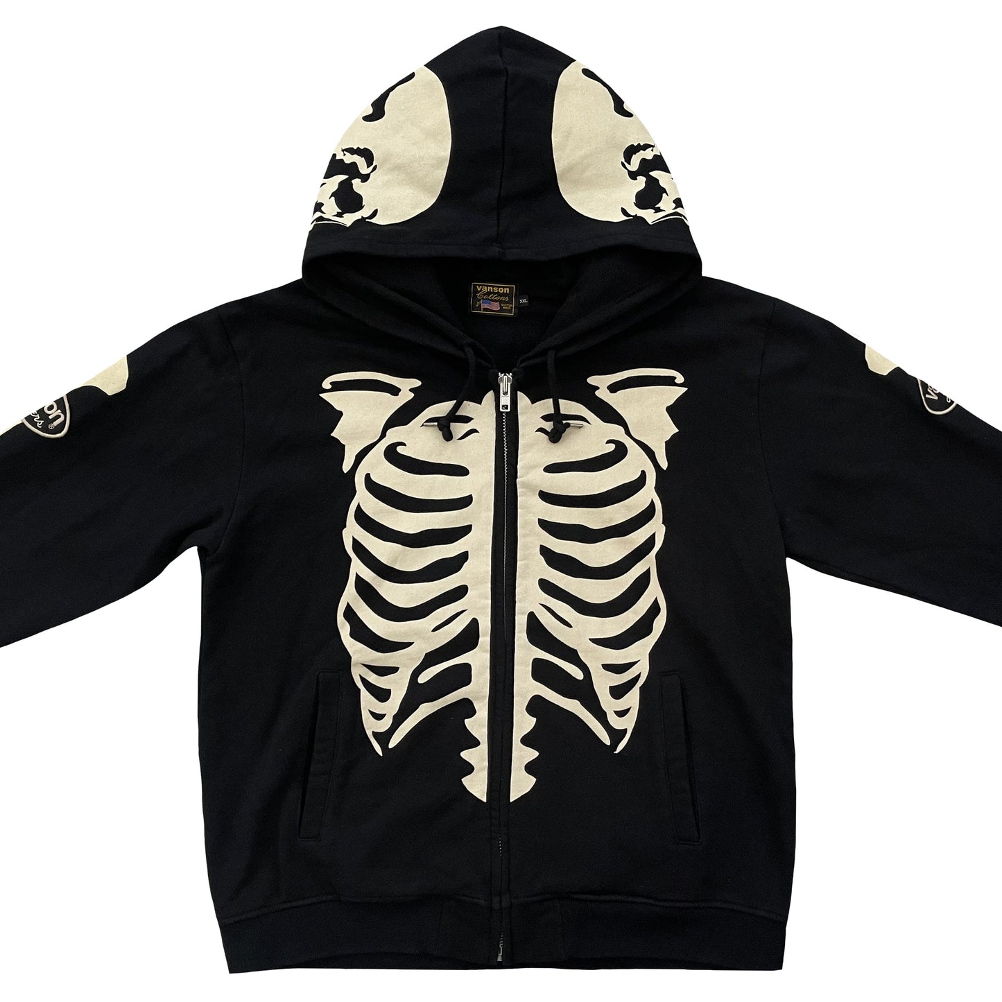 Vanson Leathers Skeleton Hoodie - XXL | XXL, Black