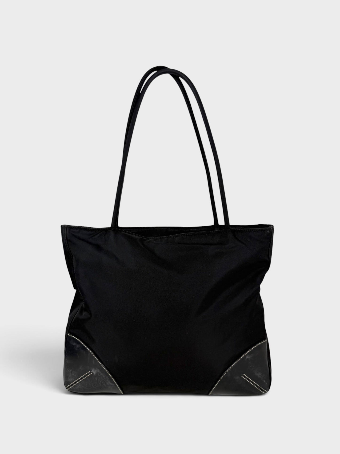 90s Prada Nylon Black Tote Bag | O/S, Black