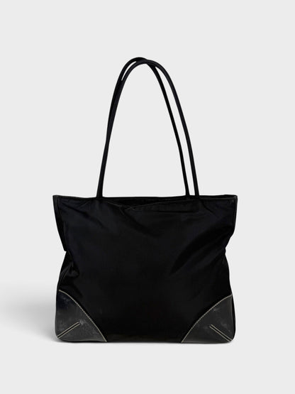 90s Prada Nylon Black Tote Bag | O/S, Black