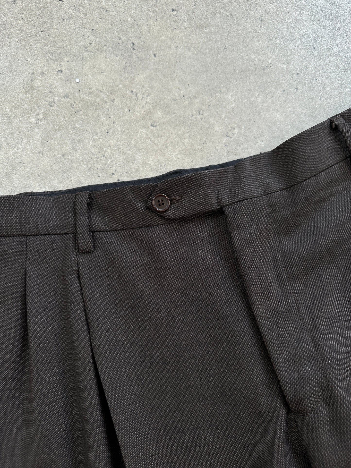 Italian Vintage Pure Wool Mid Rise Tailored Trousers - W34