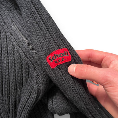 2000's Schott NYC Dual Zip Knitted Balaclava Hoodie (L) | Default Title, Navy