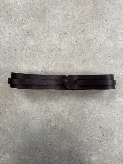 Emporio Armani 2000s Brown Leather EA Buckle Belt - W30–32