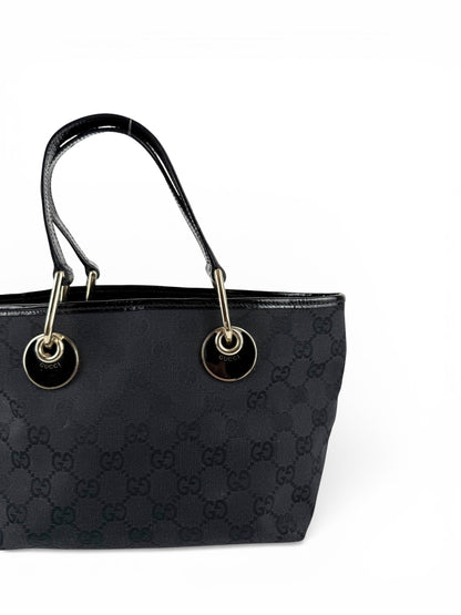 Vintage 90s Gucci Monogram Black Mini Tote Handbag | O/S, Black