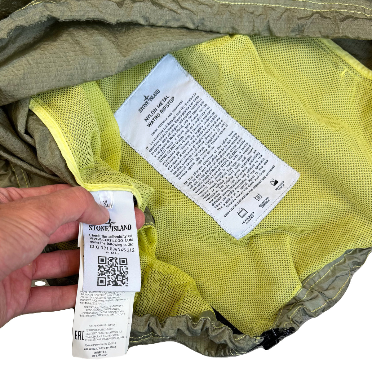 Stone Island SS/19 Nylon Metal Watro Ripstop Jacket In Khaki Green (XL) | Green, Green