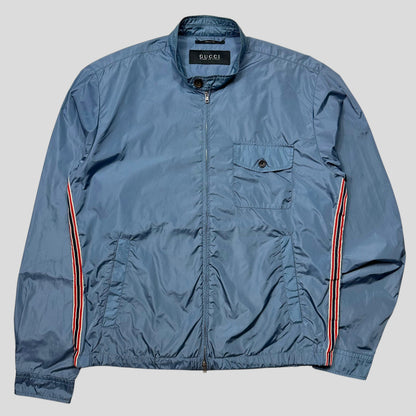 Gucci 2012 Baby Blue Stripe Seam Nylon Shimmer Jacket - IT52 (L) | Default Title, Blue