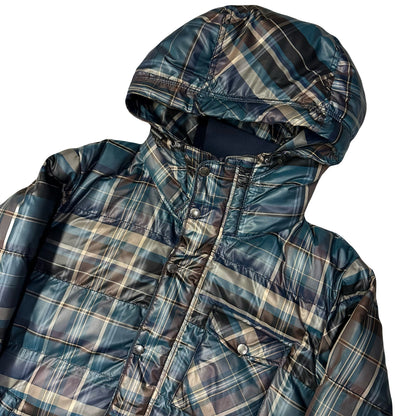 Takeo Kikuchi Plaid Puffer Jacket In Blue ( XL )