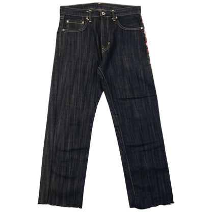 Vintage 2000s Sugoi Embroidered Samurai Geisha Japanese Denim Jeans Size W29 | W29, Black