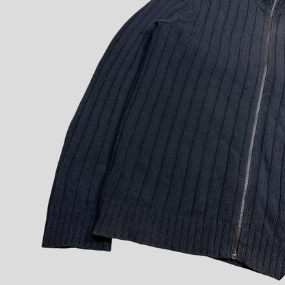 Prada Milano 2009 Ribbed Cotton Textured Navy Cardigan Jacket - L | Default Title, Navy