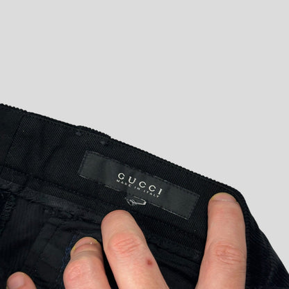 Gucci by Tom Ford 2004 Corduroy Laced Riding Logo Trousers - UK10 | Default Title, Black