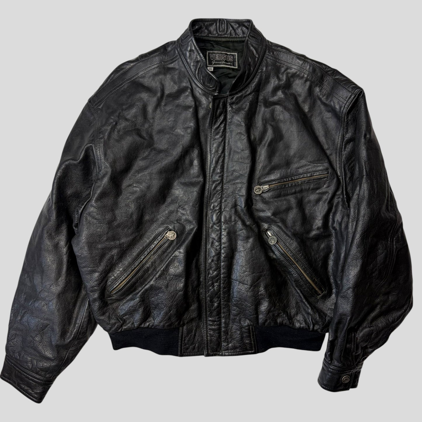 Gianni Versace 90’s Versus Leather Sherpa Flight Jacket - M/L | Default Title, Black