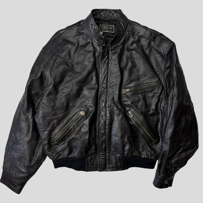 Gianni Versace 90’s Versus Leather Sherpa Flight Jacket - M/L | Default Title, Black