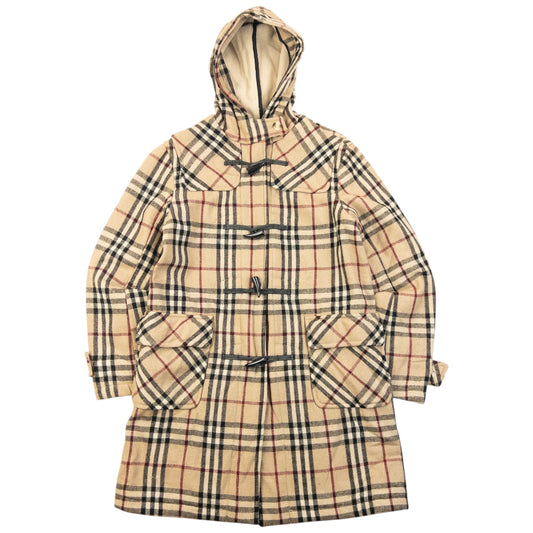 Vintage 2000s Burberry Fleece Lined Nova Check Duffle Jacket Womens Size M | O/S, Beige
