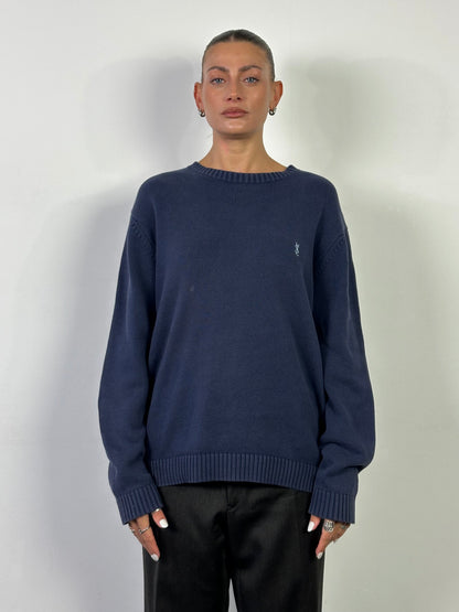 Yves Saint Laurent Pour Homme Pure Cotton Knitted Logo Jumper - L/XL