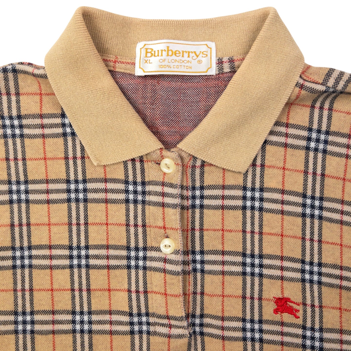Vintage 90s Burberry Nova Check Long Sleeve Polo Shirt Womens Size S | Small, Beige