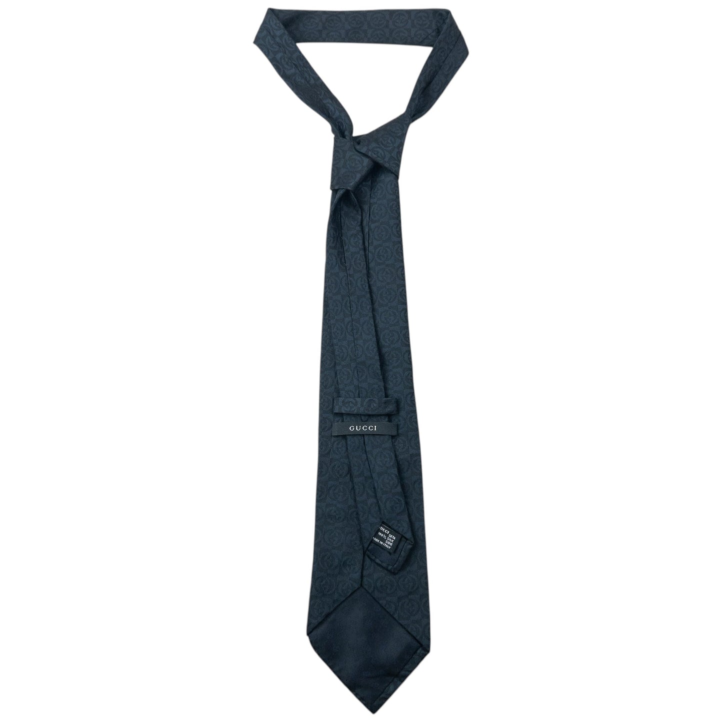 Vintage 2000s Gucci Monogram Silk Tie | O/S, Navy