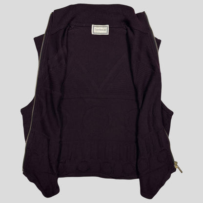 Gianni Versace 80’s Wool Geometric Pattern Cardigan Vest - S/M