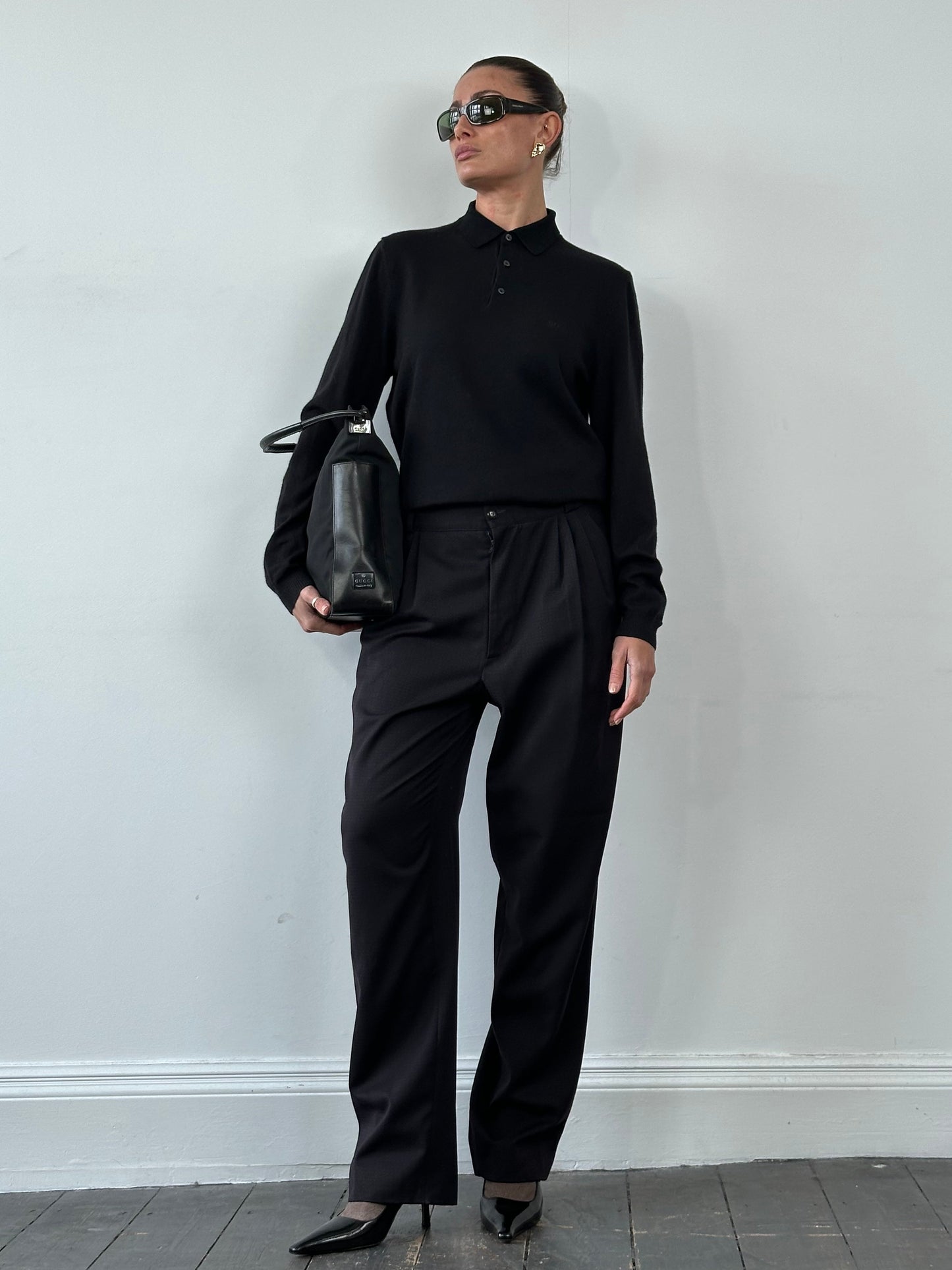 Gianni Versace 80s Pure Wool Tapered Leg Tailored Trousers - W30