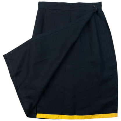 Vintage 90s Gianni Versace Linen Wrap Skirt Womens Size W25 | W25, Black