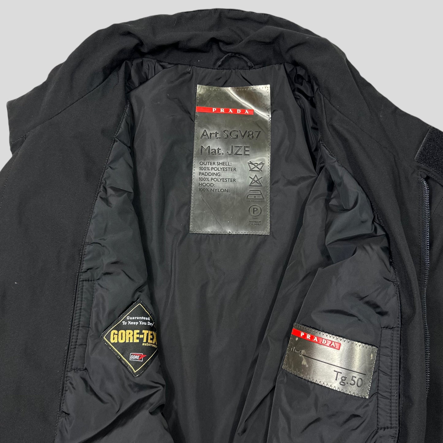 Prada Sport AW01 Insulated Goretex Jacket with Nylon Pocket Hood - IT50 (L) | Default Title, Black