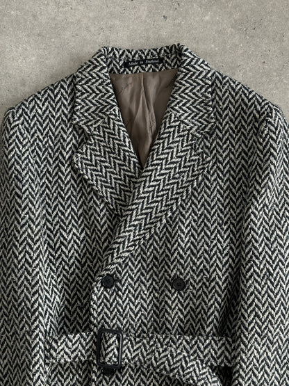 Pierre Cardin Pure Wool Herringbone Belted Coat - XL