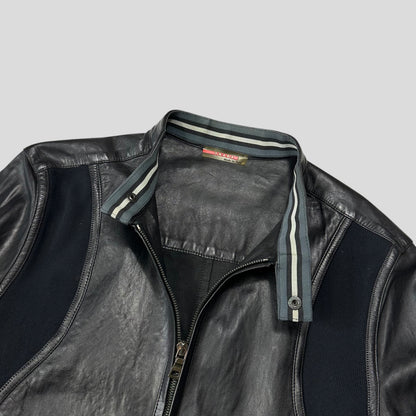 Prada Sport SS00 Leather Biker Curved Panelled Moto Jacket - IT48 (S)