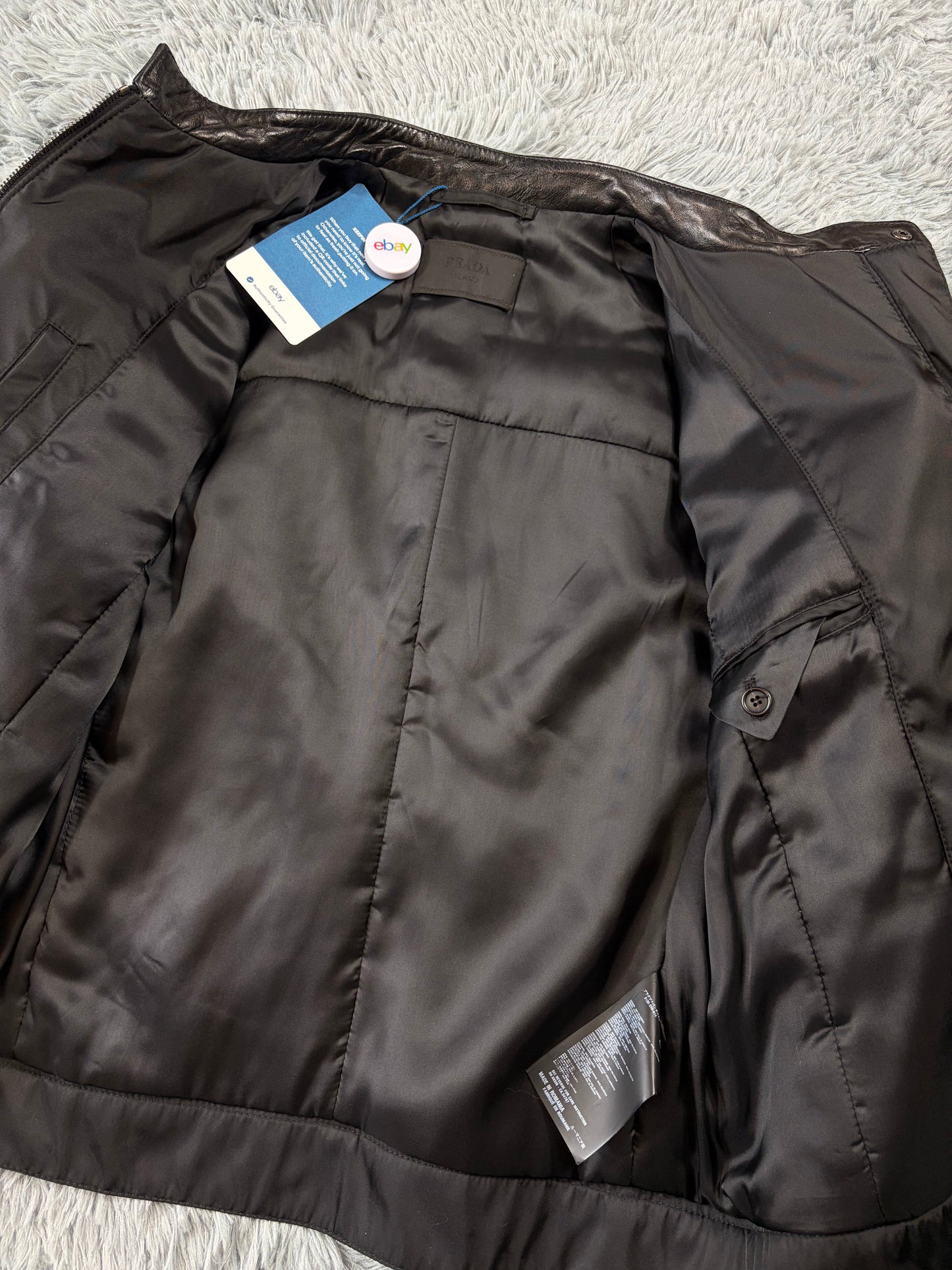 Prada Milano 2011 Gabardine Nylon Leather Hybrid Biker Jacket - S/M | O/S, Black