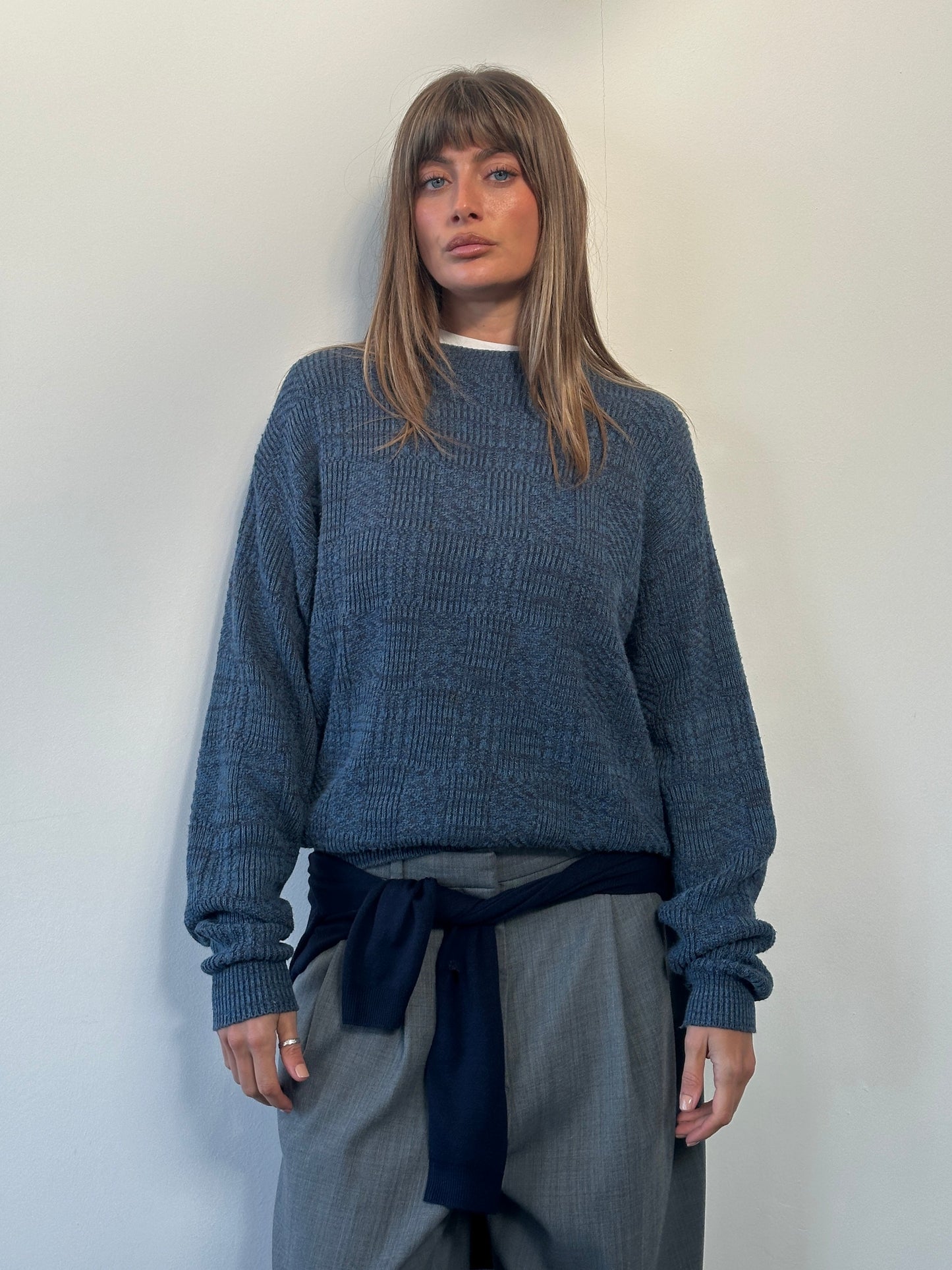 Oscar De La Renta 1990s Textured Cotton Knitted Jumper - L/XL