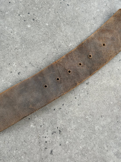 French Vintage 1990s Leather Chunky Belt - W23-28