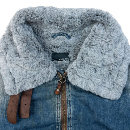 Vintage 2000s AVIREX Fur Lined Denim Jacket Size L | Large, Blue