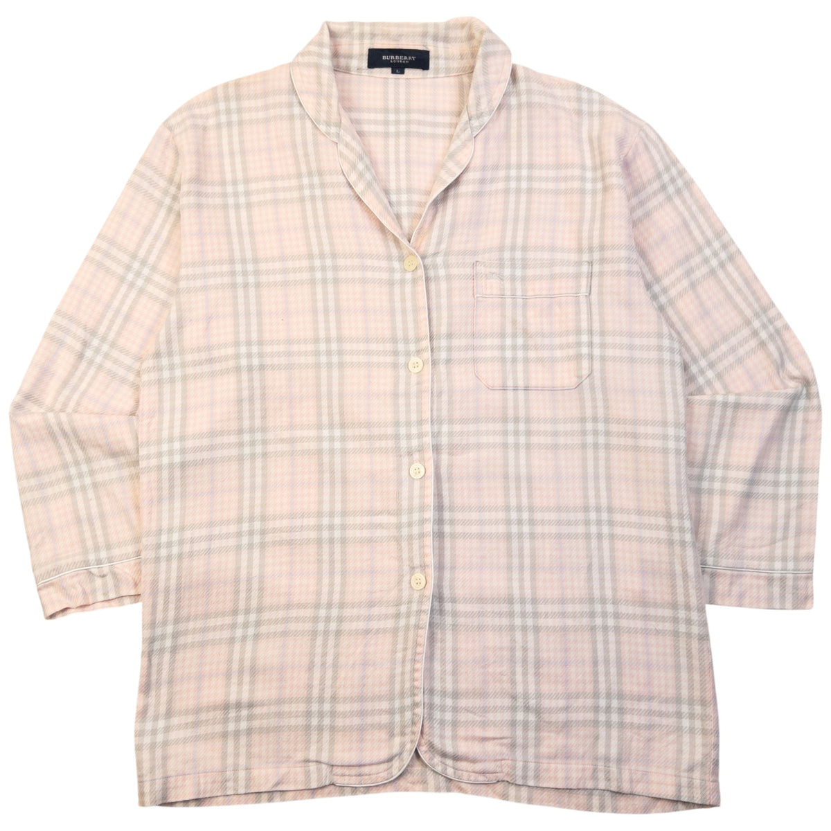 Vintage 2000s Burberry Nova Check Long Sleeve Button Up Pyjama Shirt Womens Size L | Large, Pink