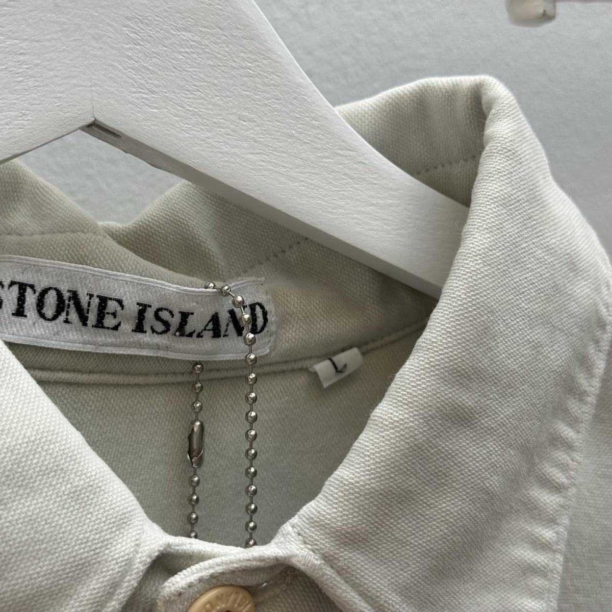 90s Stone Island Moleskin Overshirt Light Grey (L) | Large, Grey
