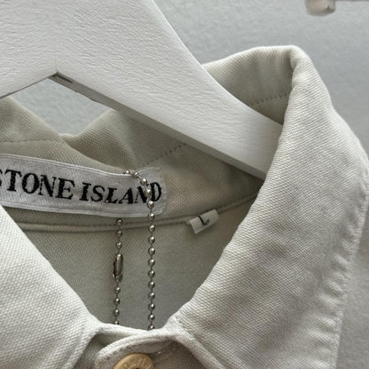 90s Stone Island Moleskin Overshirt Light Grey (L) | Large, Grey