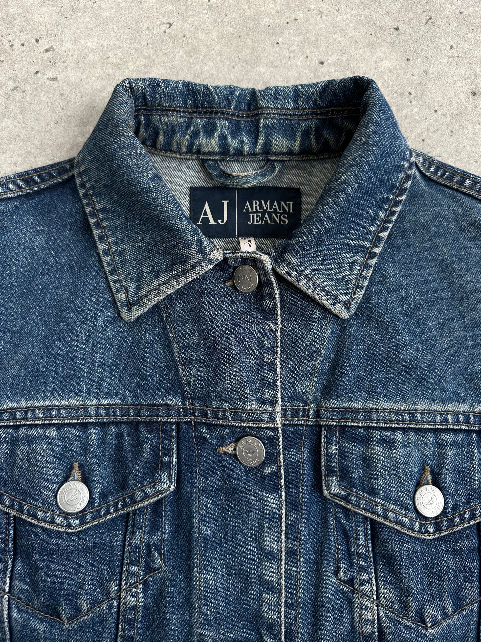 Armani Jeans 1990s Cotton Mid Wash Denim Jacket - S