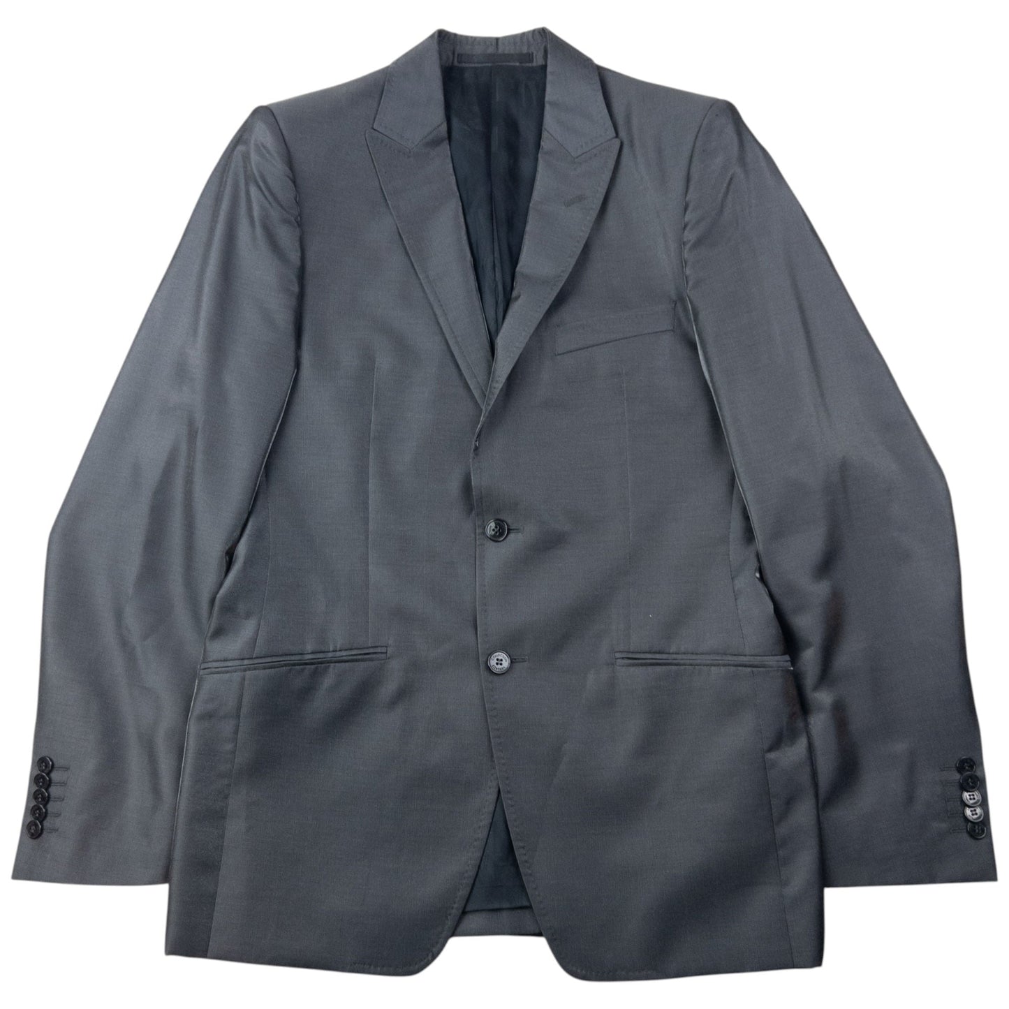 Vintage 2000s Versace Collection Iridescent Wool Jacket & Trousers Suit Set Size L | Large, Grey