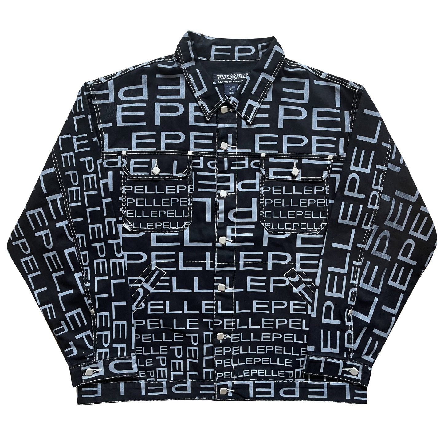 Pelle Pelle Script Full Print Denim Jacket - XL