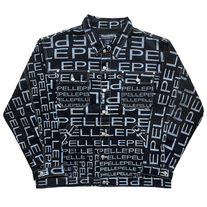 Pelle Pelle Script Full Print Denim Jacket - XL