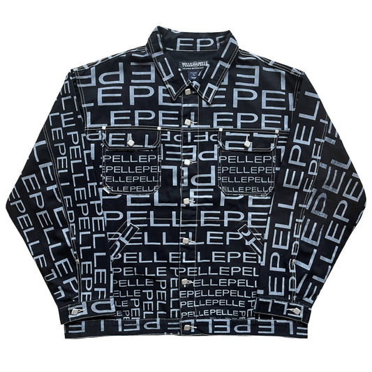 Pelle Pelle Script Full Print Denim Jacket - XL