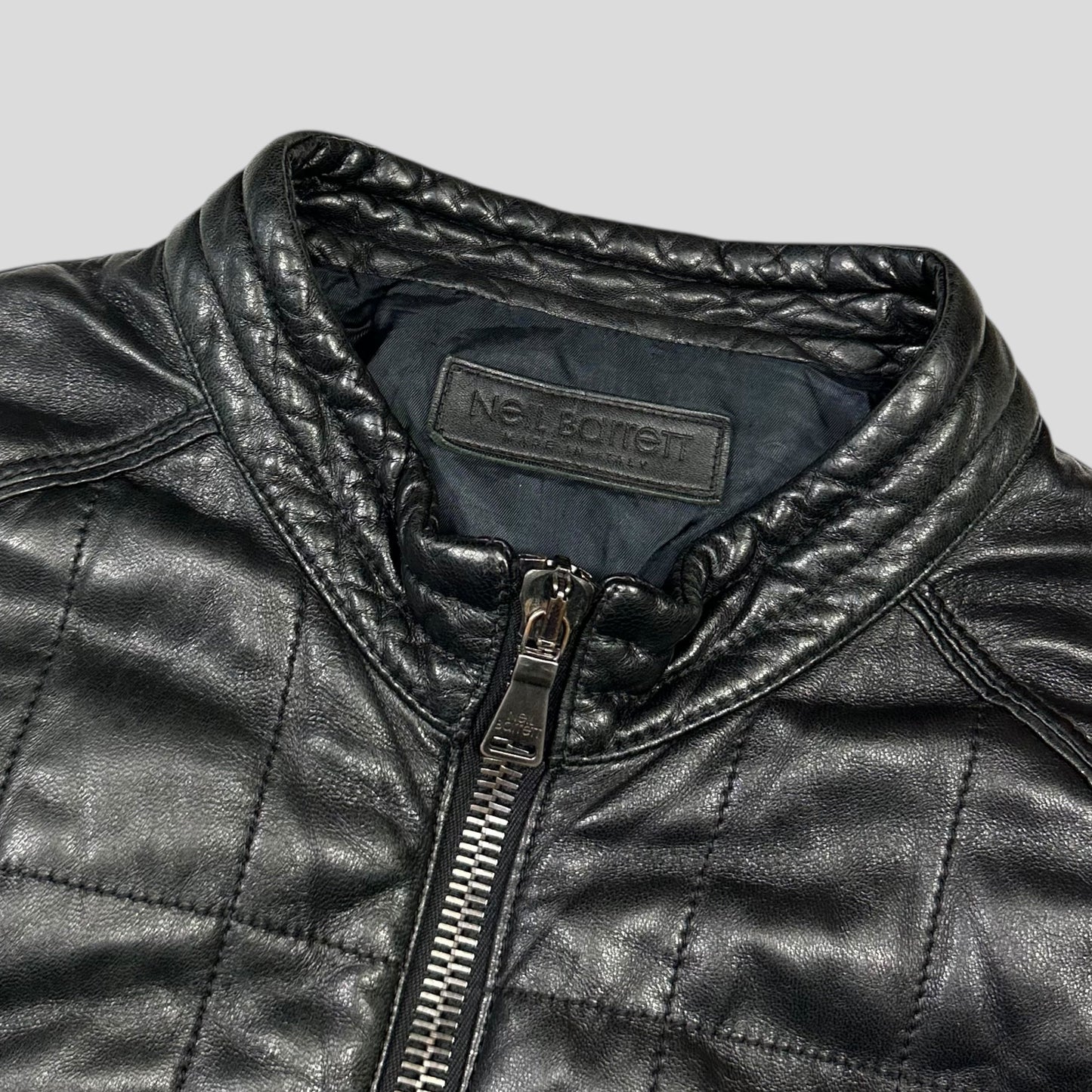 Neil Barrett 00’s Lambskin Leather Moto Puffer Jacket - M/L