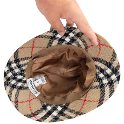 Vintage 80s Burberry Nova Check Bucket Hat Size S | O/S, Beige