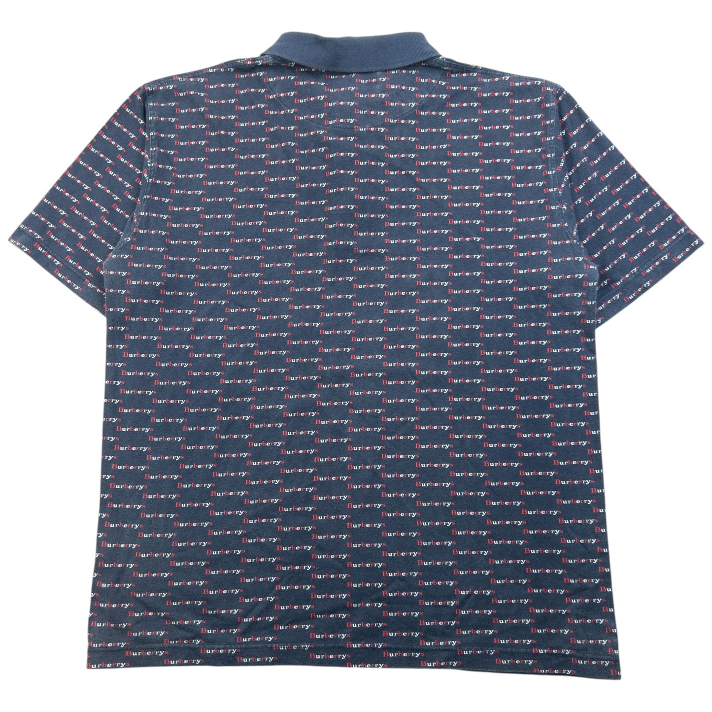 Vintage 90s Burberry Monogram Polo Shirt Size M | Medium, Navy