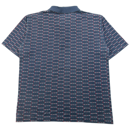 Vintage 90s Burberry Monogram Polo Shirt Size M | Medium, Navy