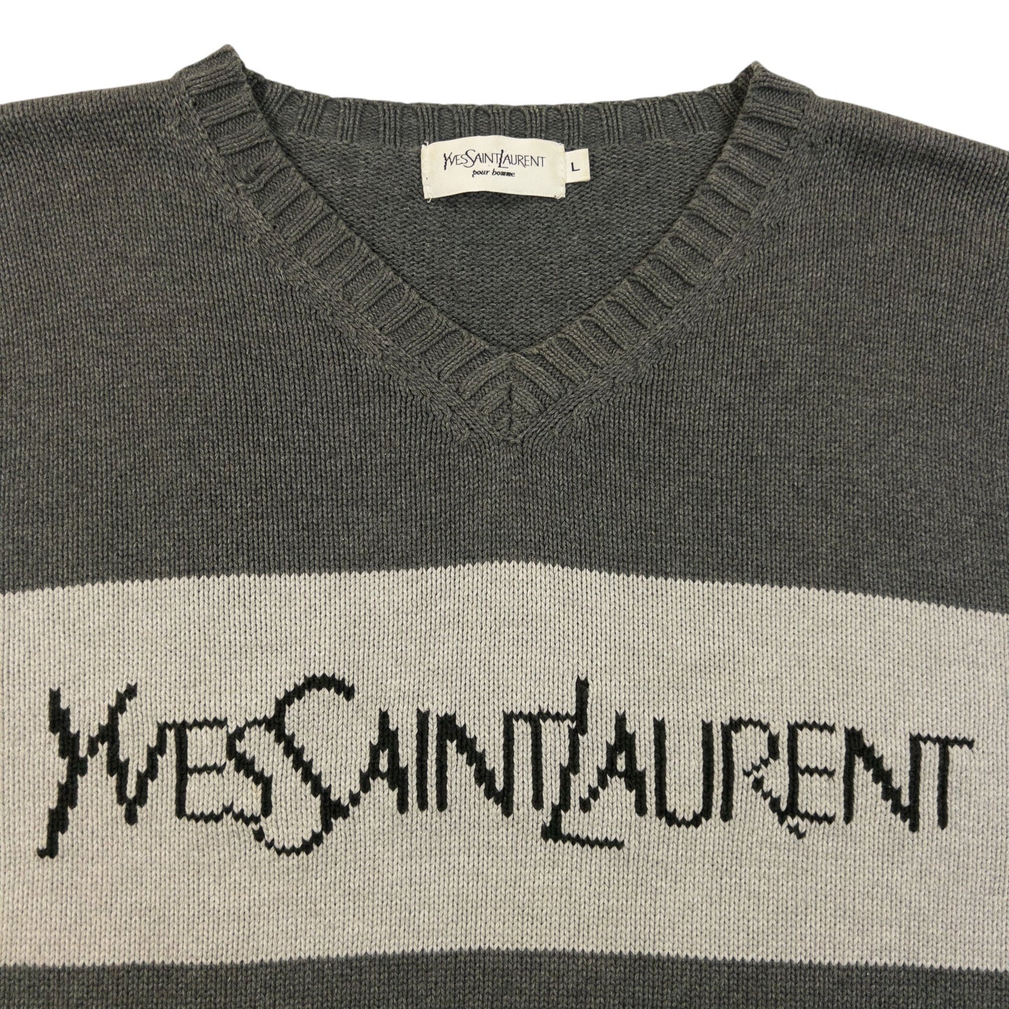 Vintage 2000s YSL Yves Saint Laurent Knit Jumper Size M | Medium, Grey