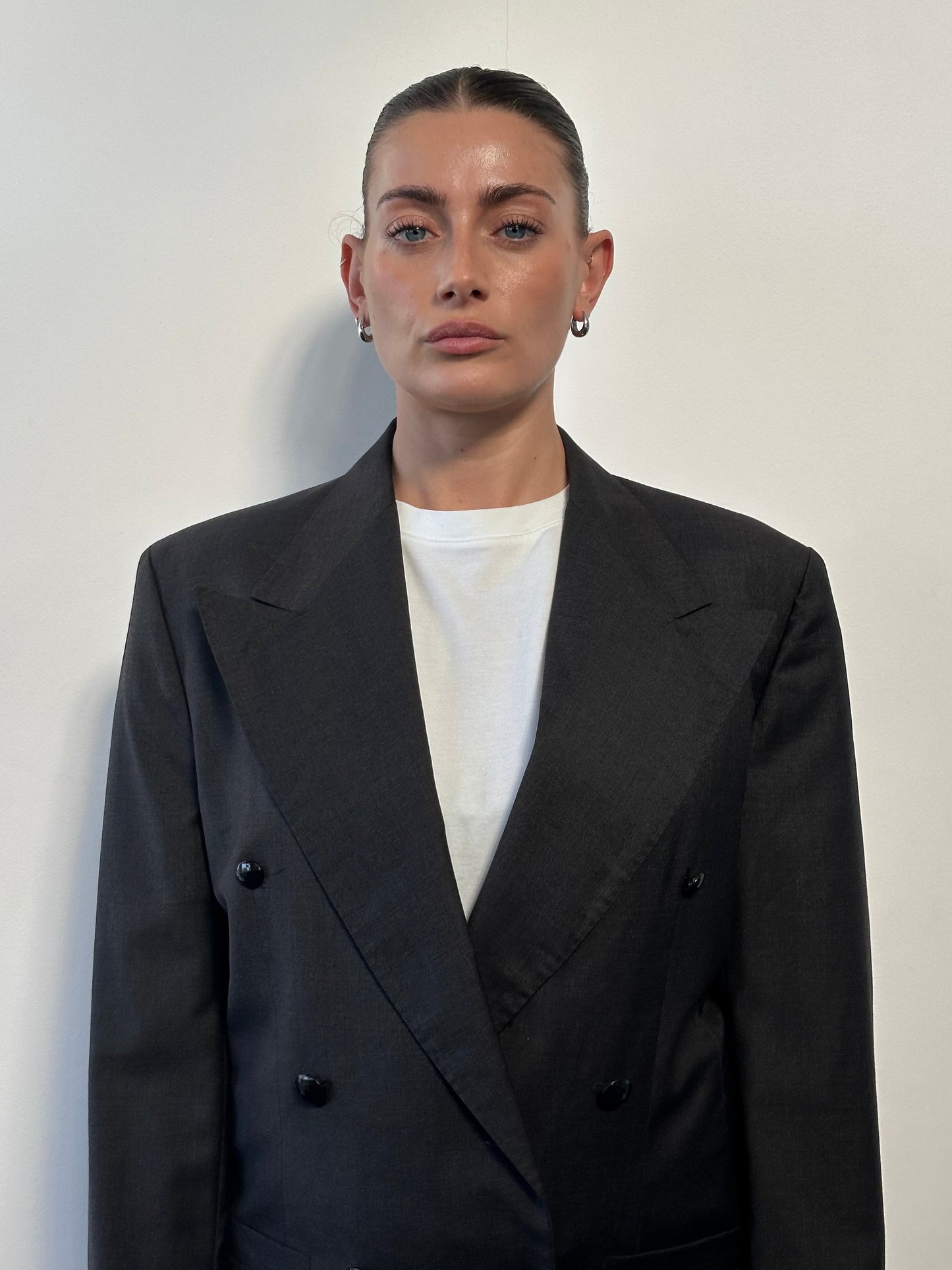 Gianni Versace 80s Pure Wool Cropped Double Breasted Blazer - S/M