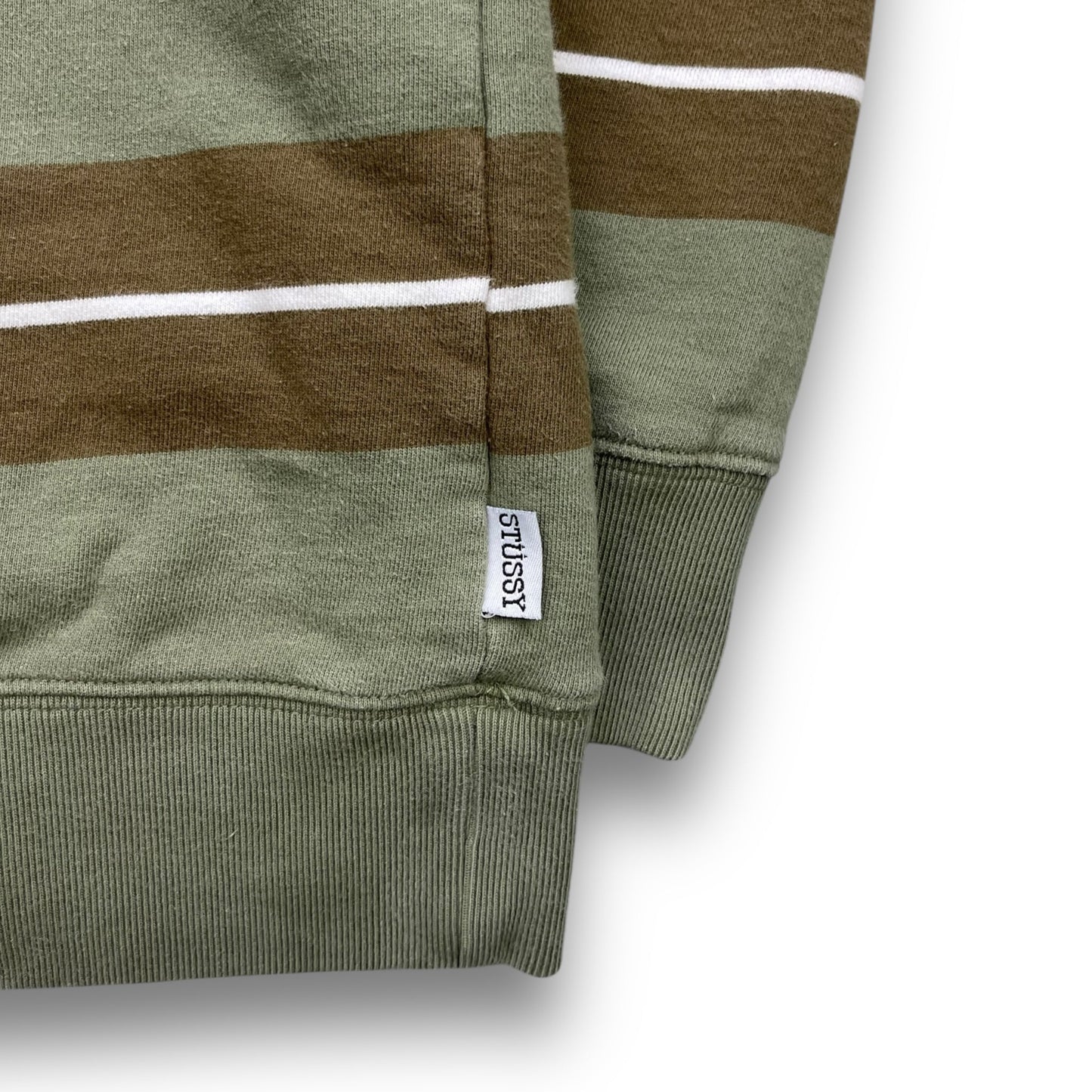 Stussy Striped Sweatshirt (L) | Default Title, Olive Green