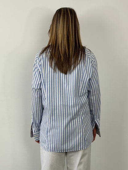 Christian Dior 1980s Cotton Striped Logo Shirt - L