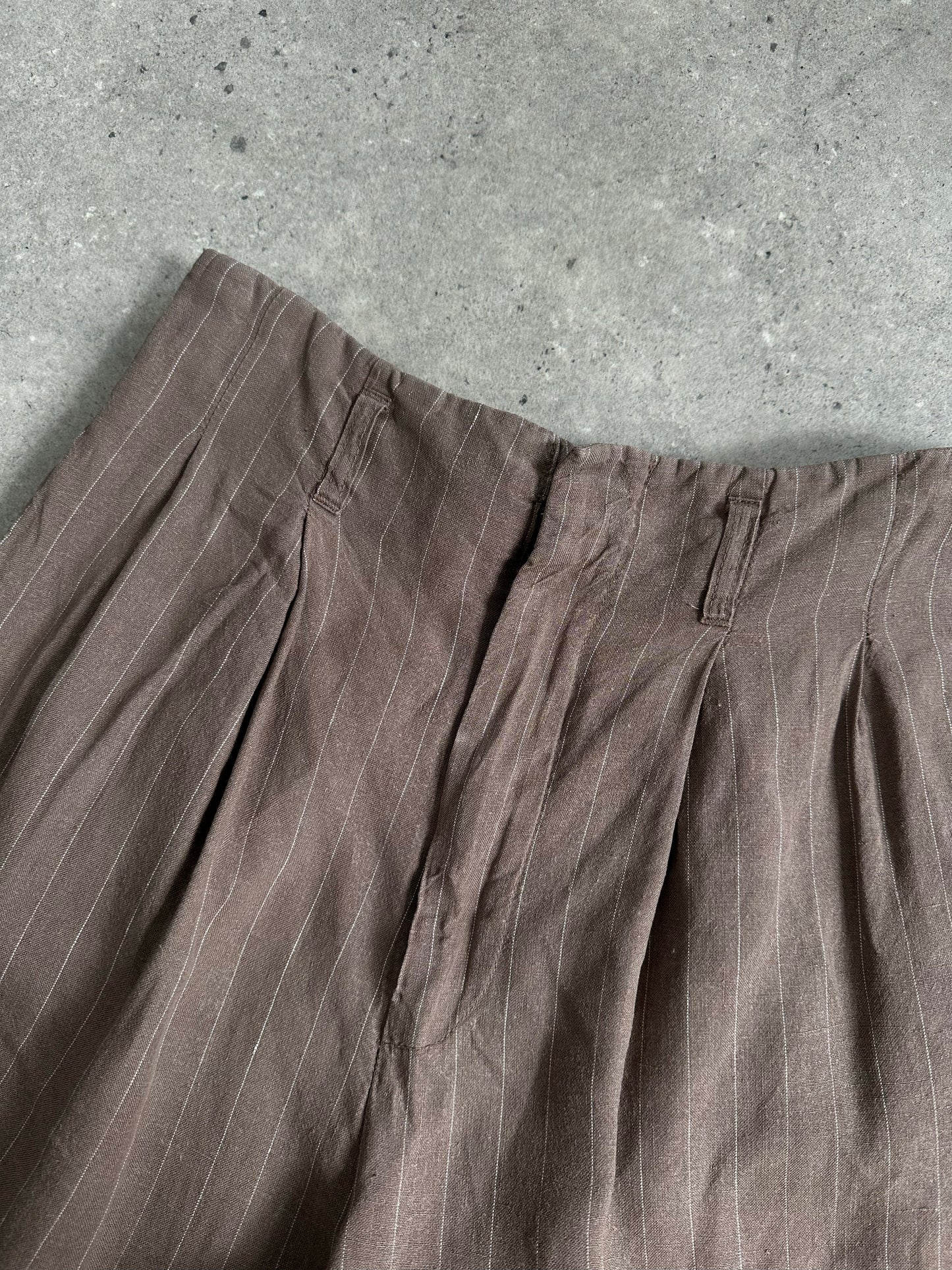 Jigsaw 1990s Pure Linen Striped Wide Leg Trousers - W27