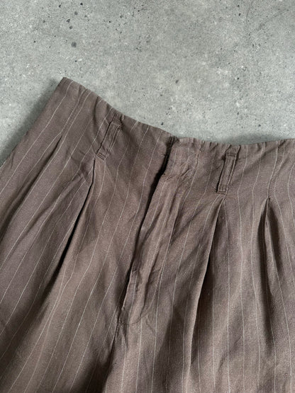 Jigsaw 1990s Pure Linen Striped Wide Leg Trousers - W27