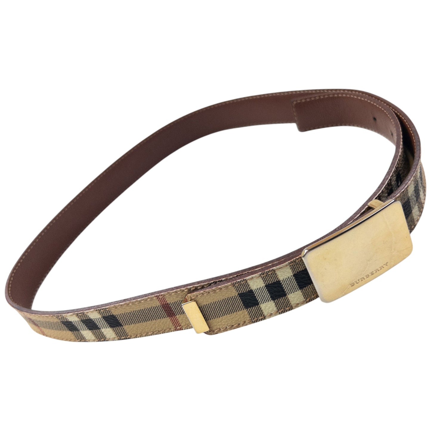 Vintage 2000s Burberry Nova Check Leather Belt Size M | O/S, Gold