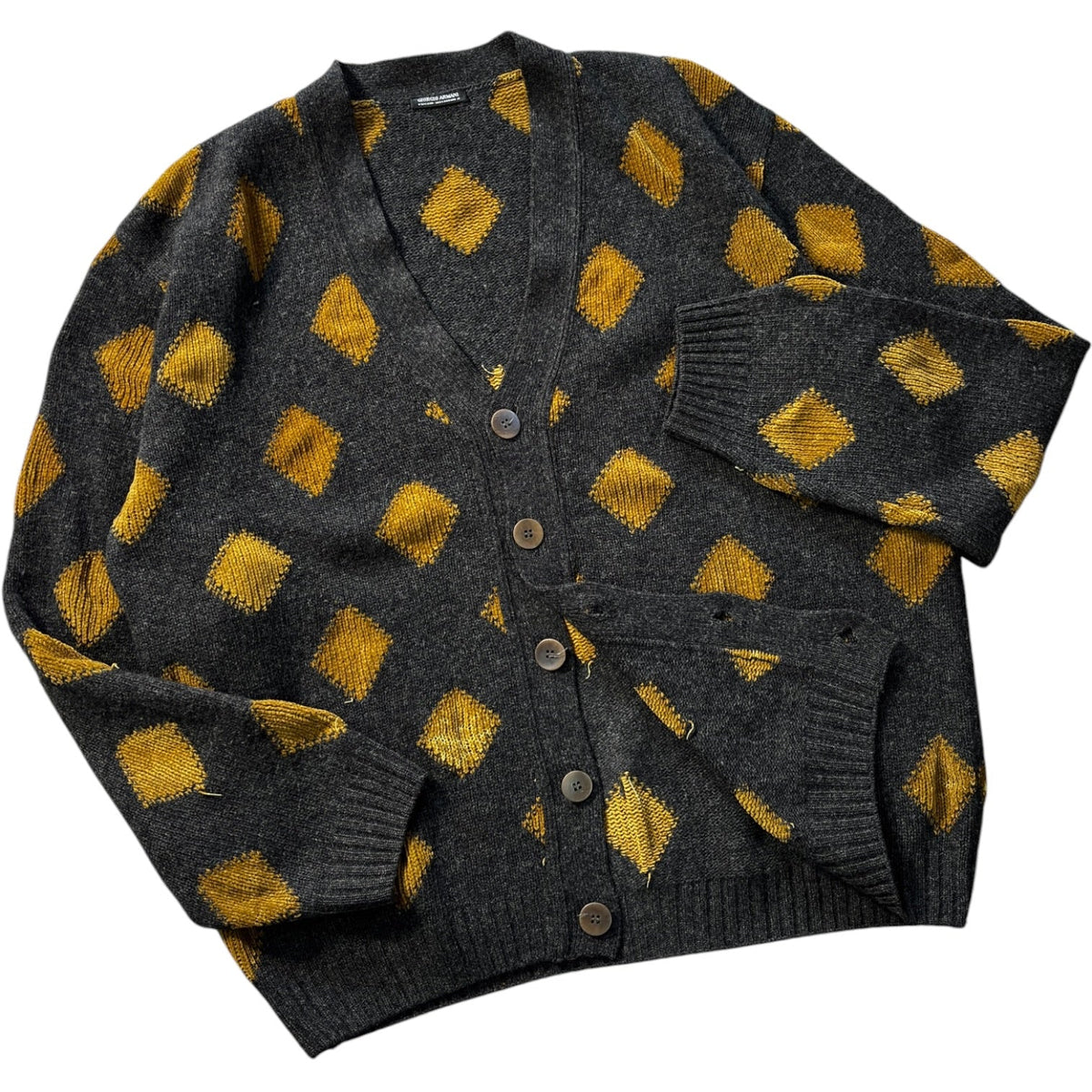 Giorgio Armani 80’s Diamond Pattern Soft Knit Cardigan XL | XL, Grey
