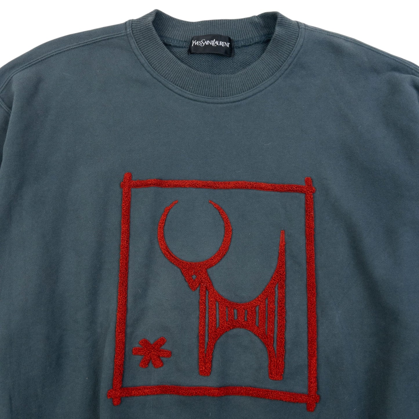 Vintage 90s YSL Yves Saint Laurent Applique Sweatshirt Size S | Small, Grey